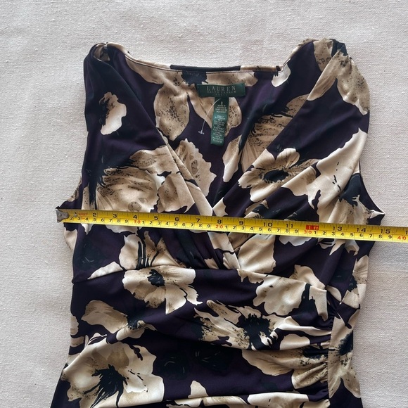 Lauren Ralph Lauren Purple and Cream Floral Midi Dress - Picture 9 of 9